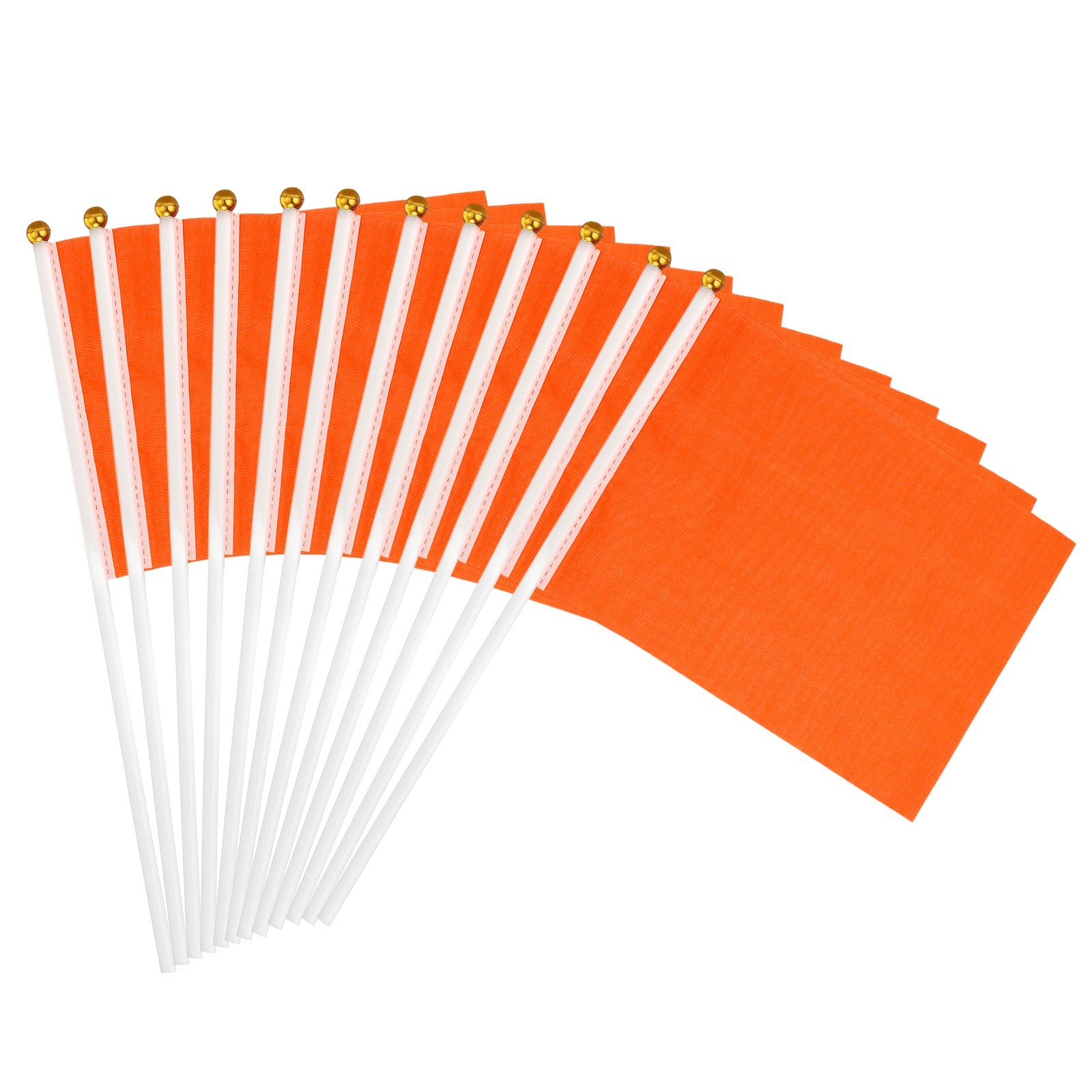 12PACK 8×3 Inch Orange Blank Stick Flag Solid Color Flag on Stick