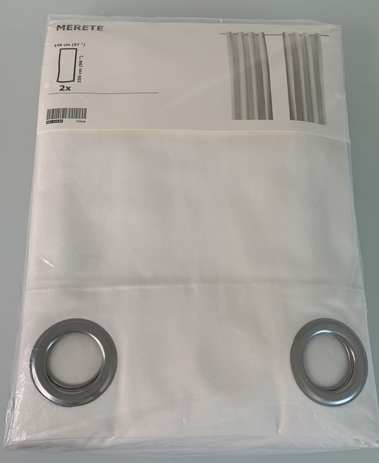 IKEA Merete White Curtains 57×98″ Grommets 401.119.87 Cotton New