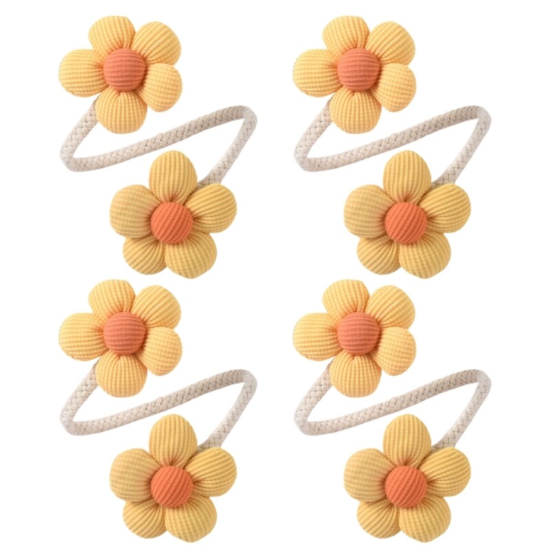 Cute Flower Curtain Holdbacks for Drapes Tiebacks Metal Rope Clip Ties 4 Pack