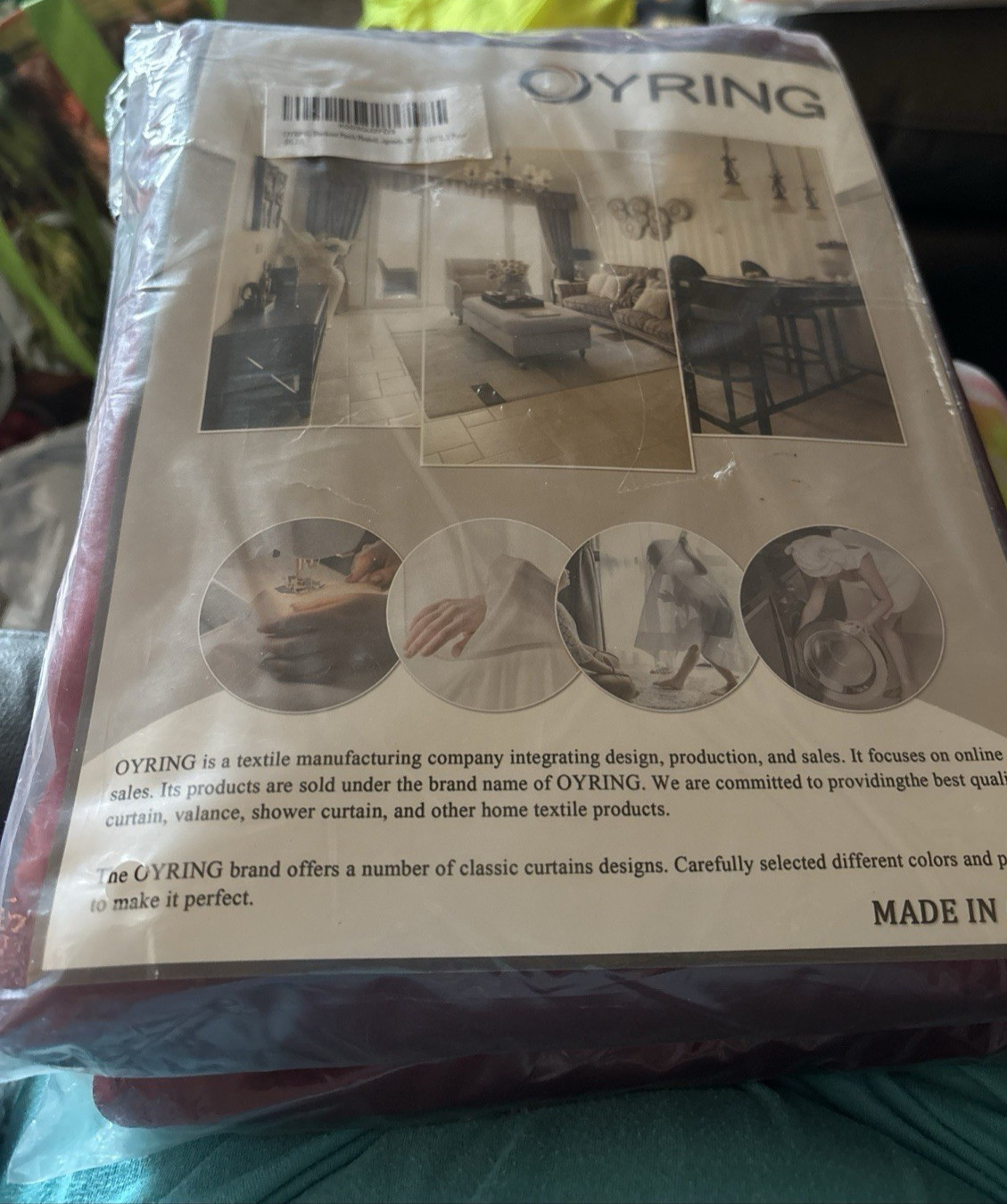 LOT OF 2 OYRING BURGANDY BLACK OUT CURTAIN PANELS 38W X 63L (NEW)