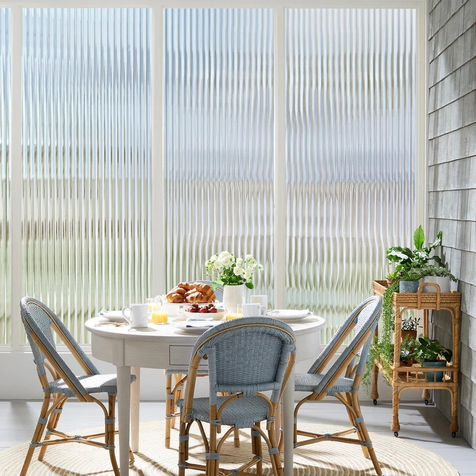 3D Fluted Glass Window Privacy Film Frosted Reeded Glass Stickers 17.5×78.7in