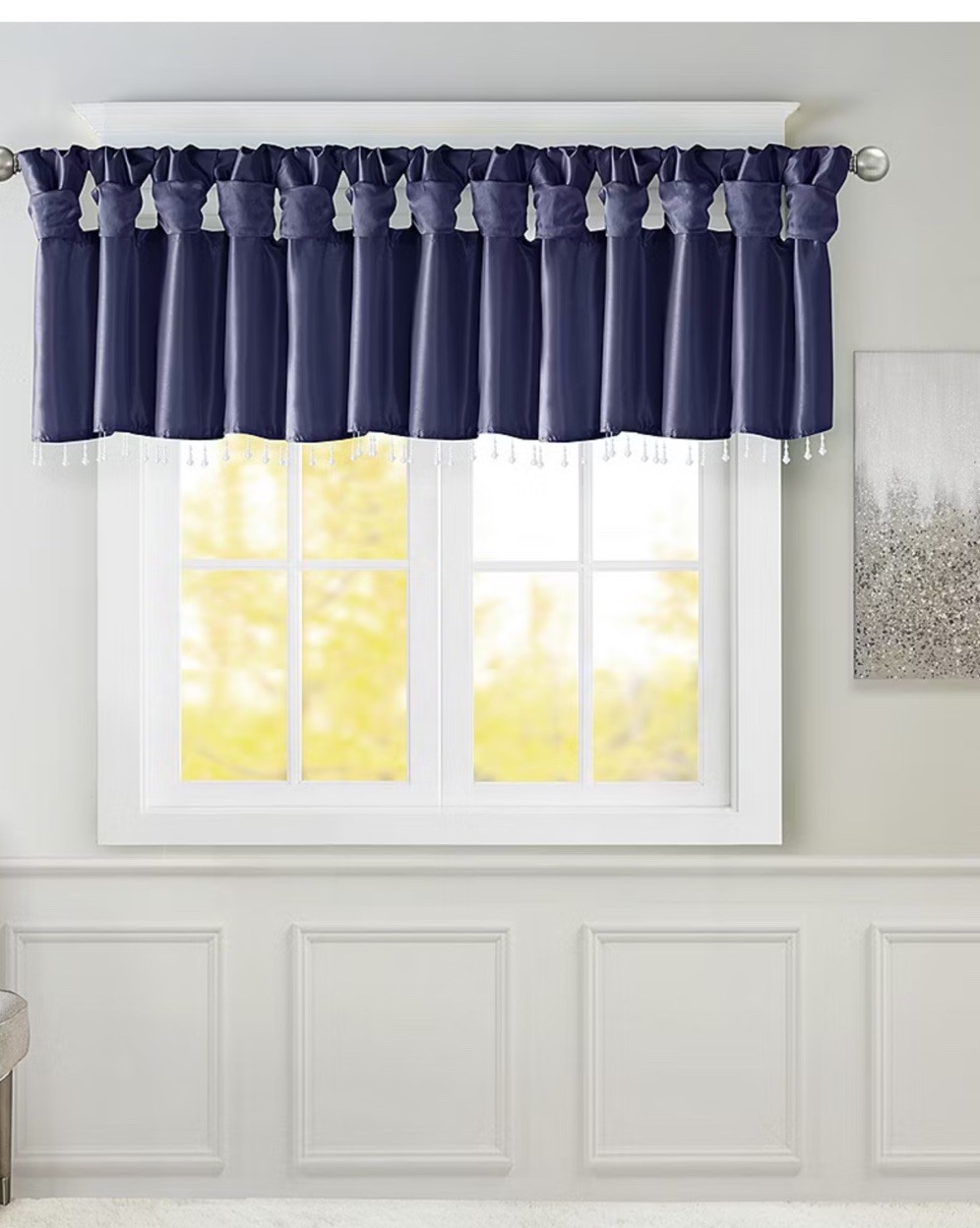 Madison Park Natalie 50″W X 26″L Twisted Tab Top Valance Navy