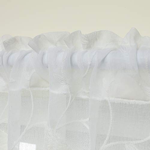 White Rod Pocket Sheer Valance, Solid Window 52″W x 18″L (Pack of 1) Birds
