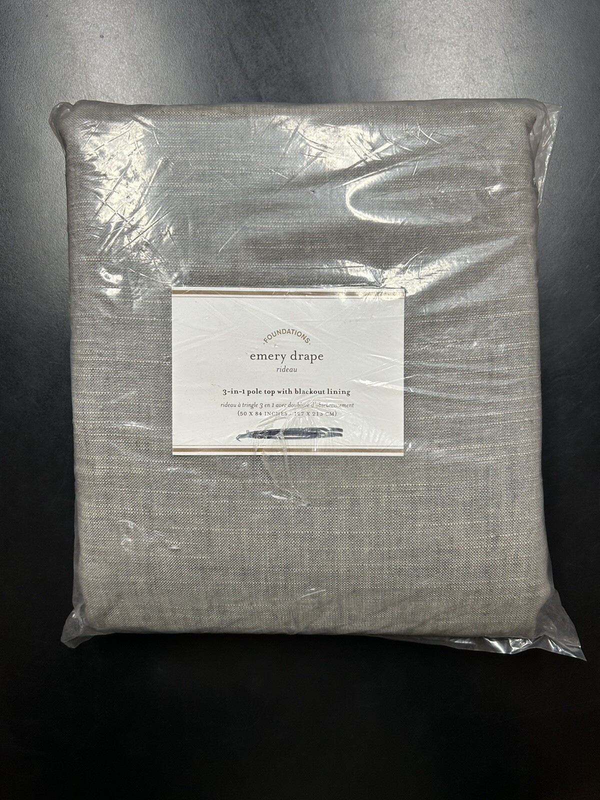 Single Pottery Barn Emery Linen Curtain Panel Gray 84×50 Blackout Lining 3-in-1