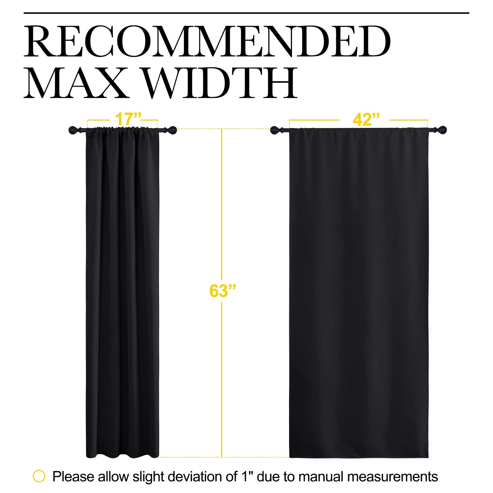 NICETOWN Black Blackout Curtain Blinds – Solid 42″W x 63″L (Pack of 2),