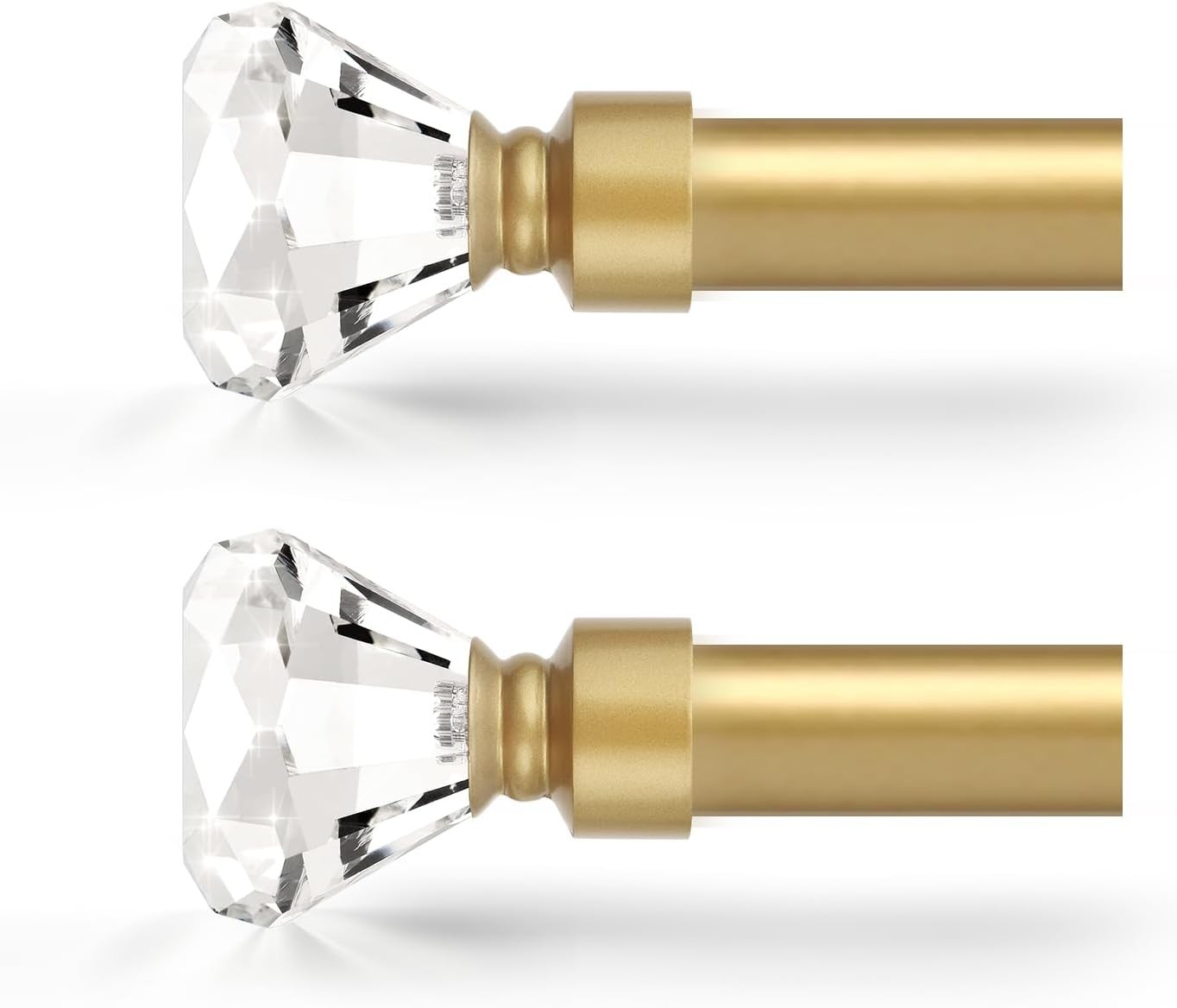 Diamond Curtain Rods for Windows 30 to 68 Inches, Gold Curtain Rods with Crystal