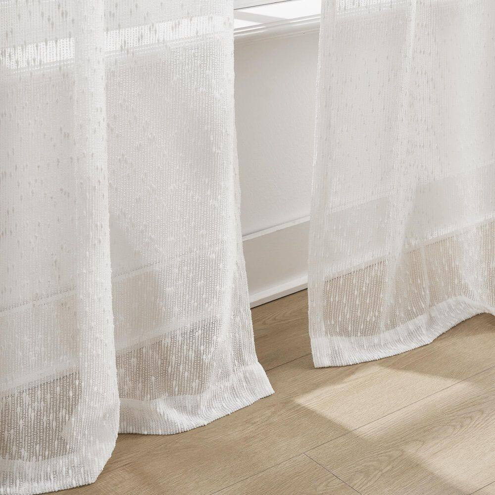 Aileen Textured Raindrop White Polyester 38 In. W X 84 In. L Metal Grommets Shee