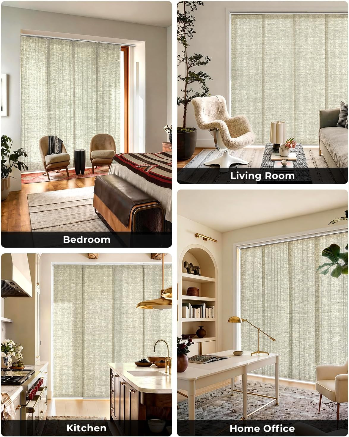 Adjustable Panel Track Blinds for Sliding Glass Door, Cut-To-Height Paper Fabric