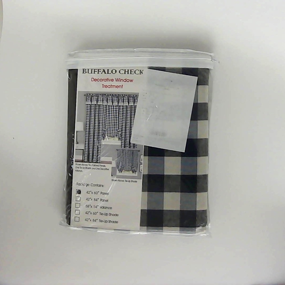 Sweet Home Collection Buffalo Check Rod Pocket Curtain Panel 54″x63″ Beige