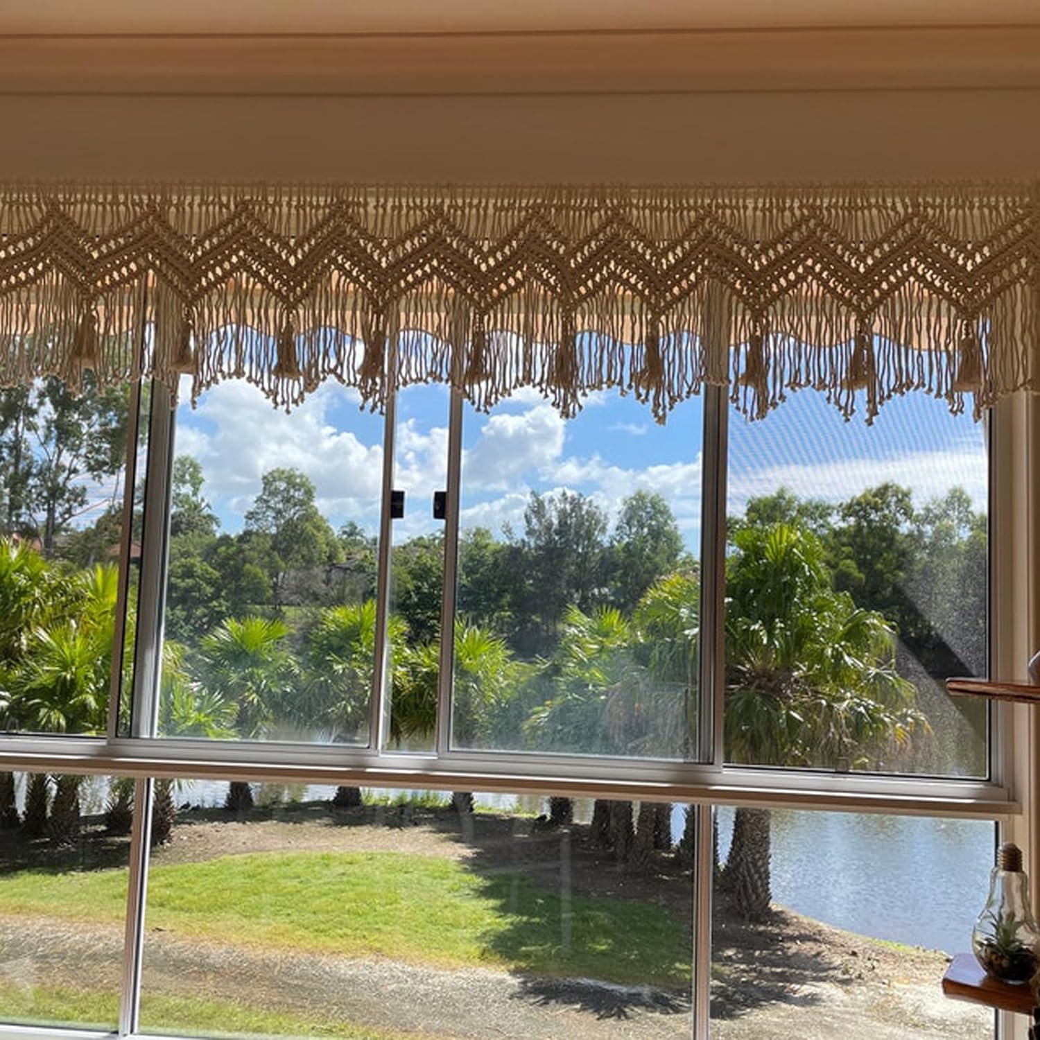 Macrame Valance Curtain for Kichen Windows 35.43×23.62inch Farmhouse Boho Cur…