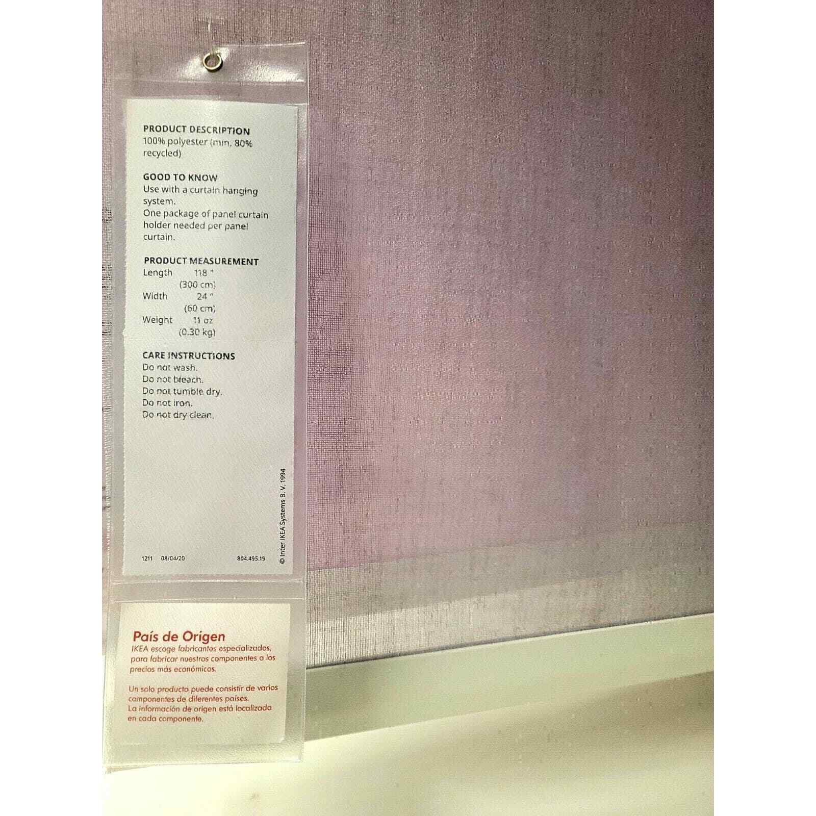 SET of 3 IKEA SIGNILD Panel Curtain Lilac 24×118″ compatible w VIDGA 804.495.19