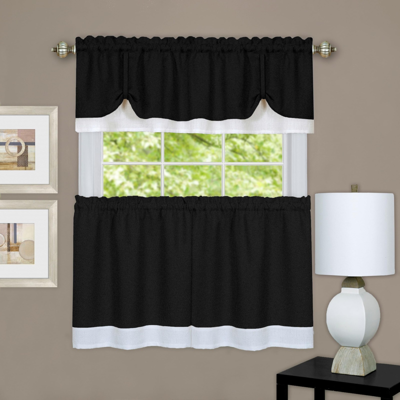 ACHIM Darcy (Black/White) Tier and 58″W x 24″L (Pack of 1), Black/White