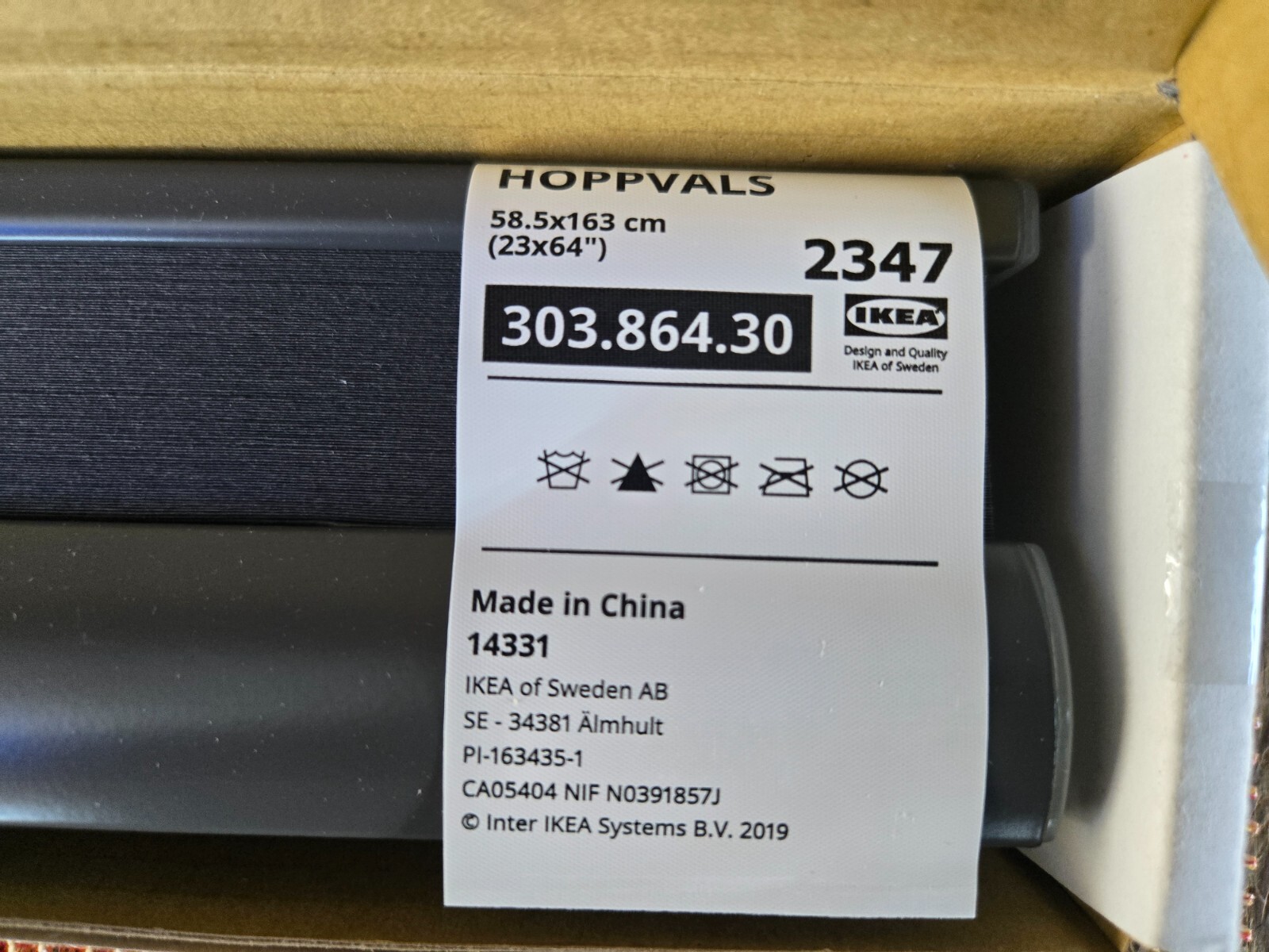 IKEA HOPPVALS 23″ X 64″ Grey Polyester Window Shade Blinds NEW