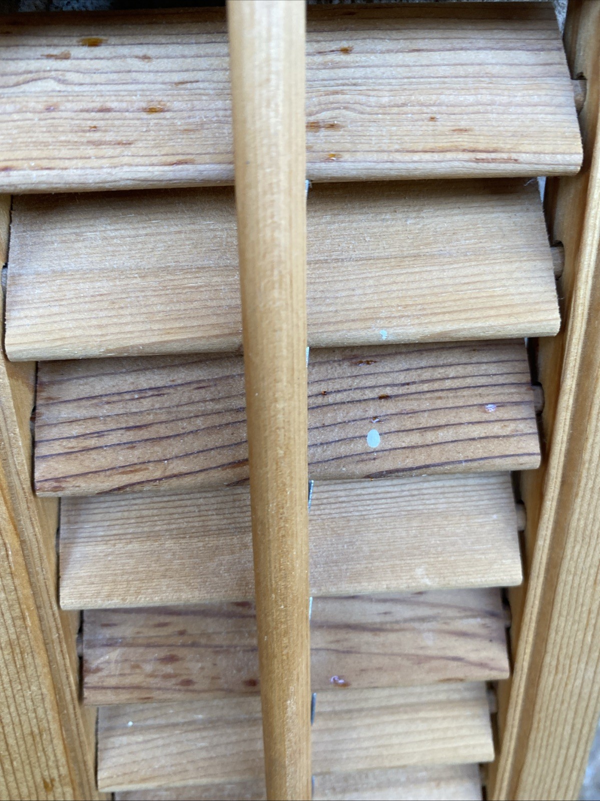 Vintage Plantation Window Shutters Set 20” Tall 23”W Wood Interior Louver Brown