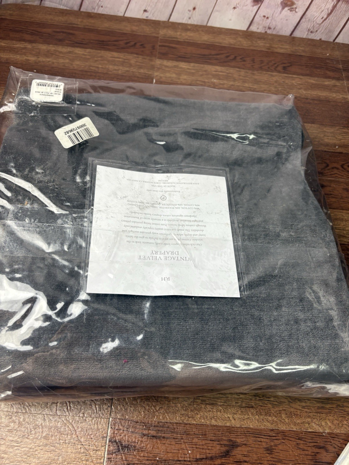 Restoration Hardware Vintage Velvet Drapery Privacy RP 50″W x 84″L Carbon NEW