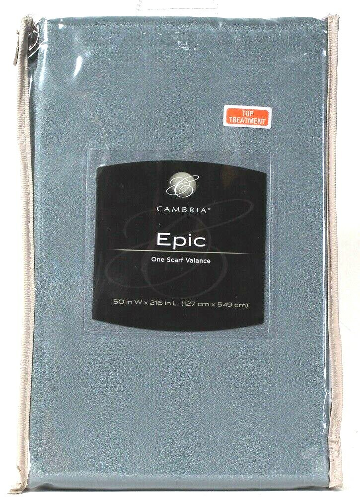 1 Count Cambria Epic 50 In X 216 In Mineral Blue 100% Polyester Scarf Valance