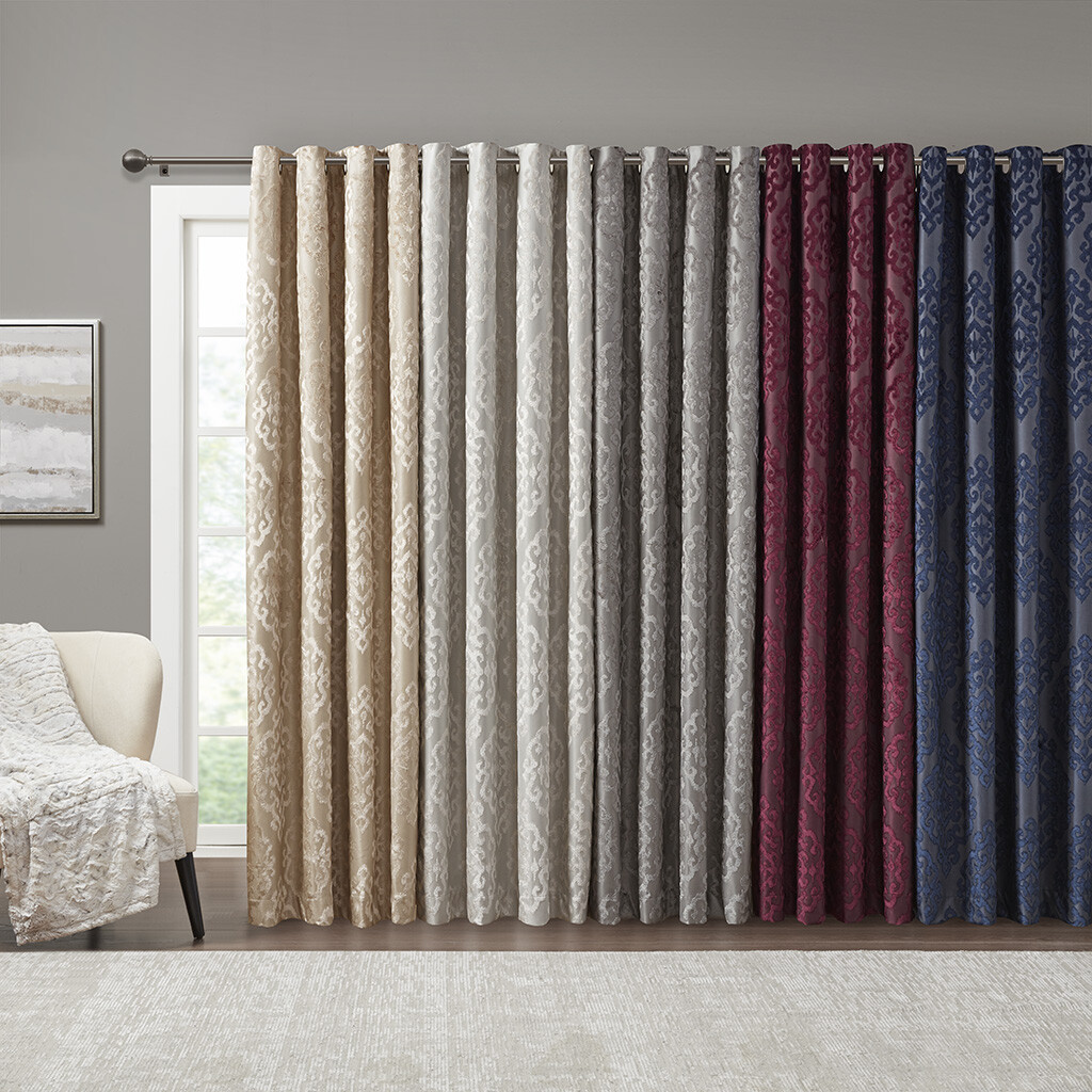 SunSmart Mirage Knitted Jacquard Damask Total Blackout Grommet Top Curtain