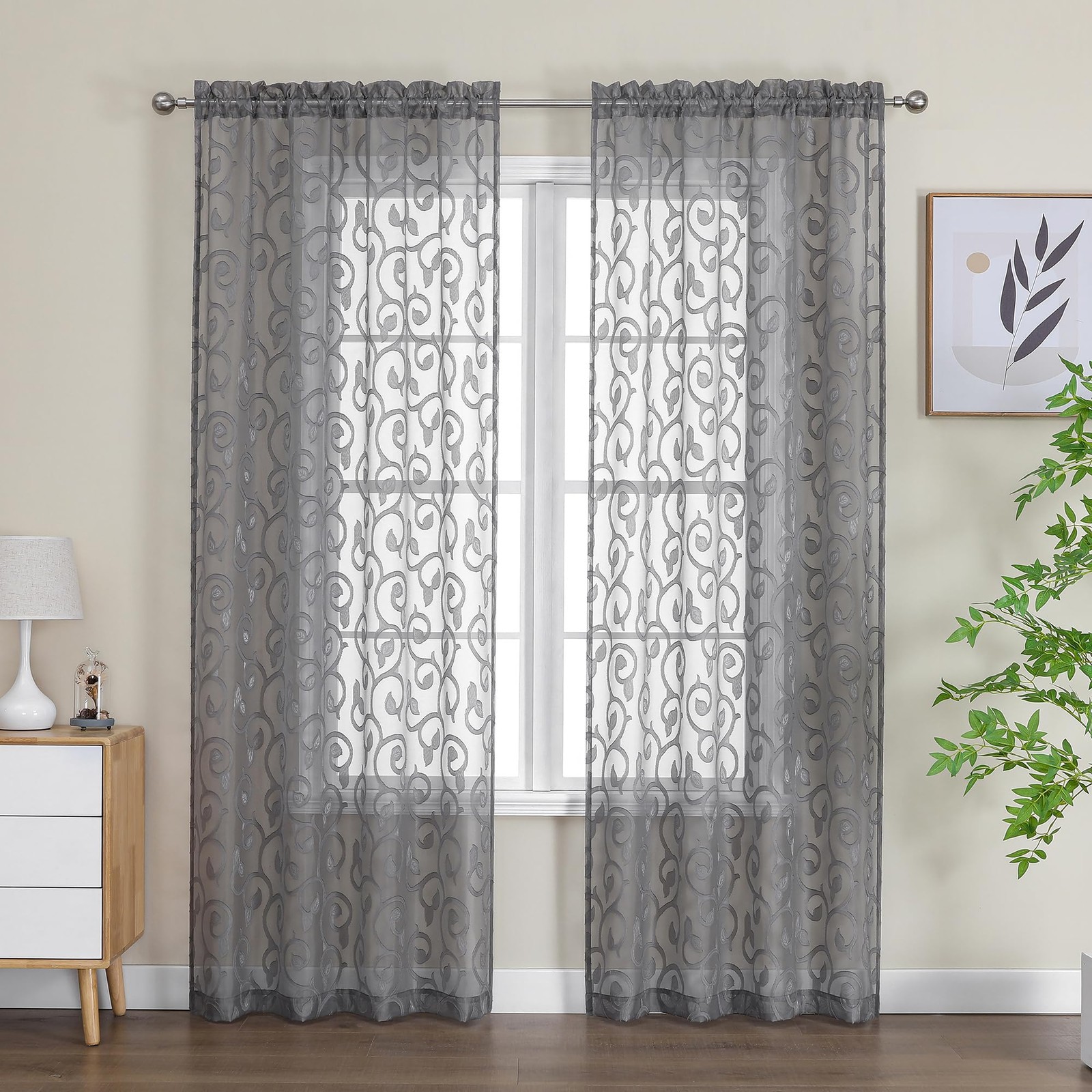 Furman Sheer Curtains 84 inches Long for Bedroom Living Room 2 Panels Set, Li…