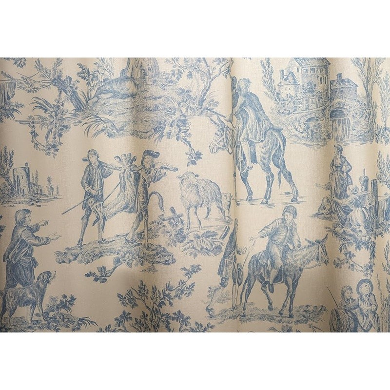 100% Cotton Toile Curtains Light Filtering Rod Pocket Home Living Decor New