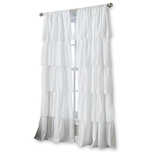 Curtainworks Flounced Ruffle Rod Pocket one 42″W x 63″L (Pack of 1) White