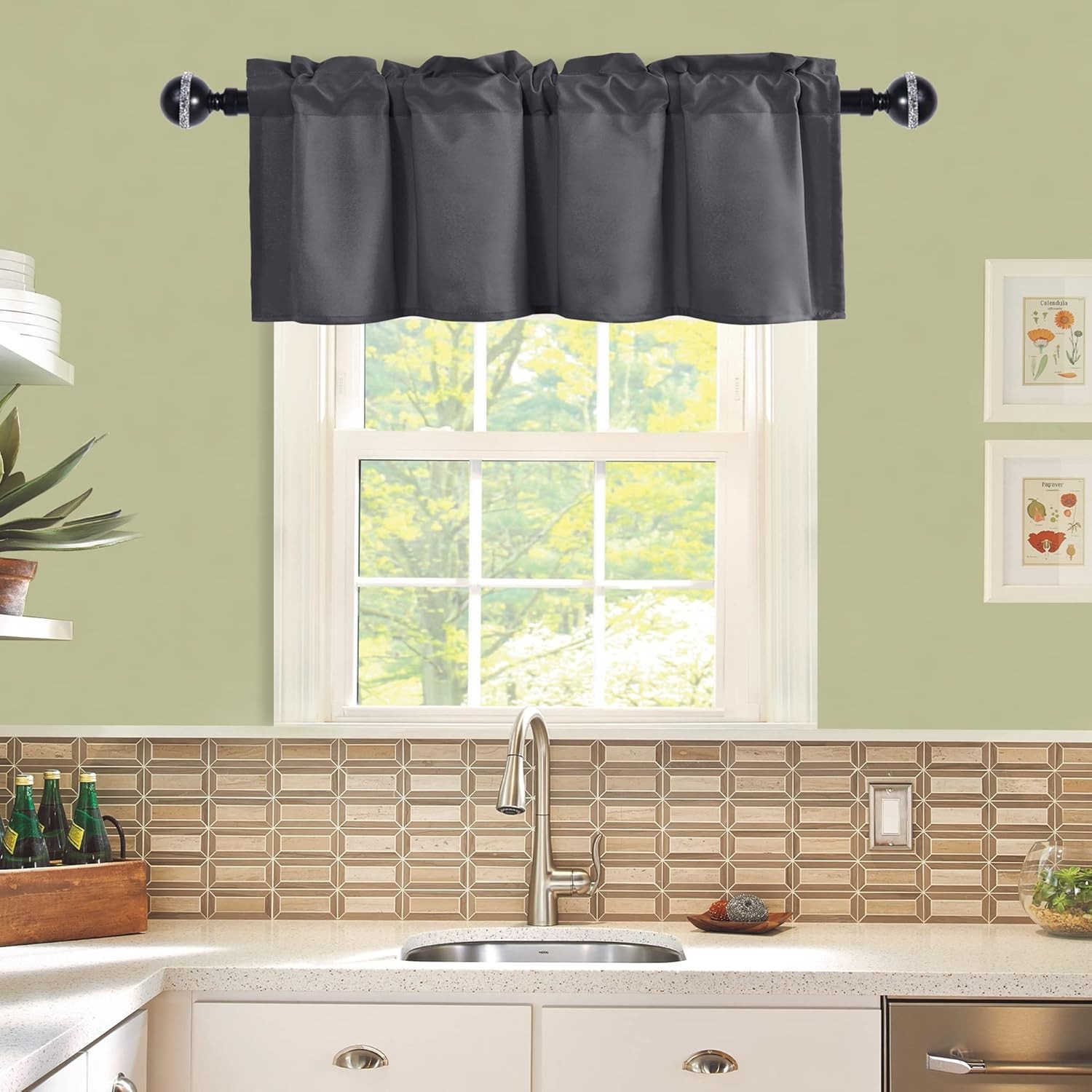 Valance Curtains for Kitchen/Living Room/Basement/Bathroom Window, Thermal