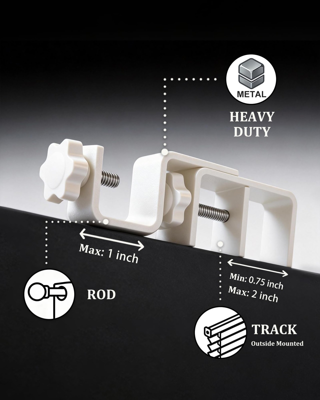 No Drill Curtain Rod Brackets for Outside-Mount Blinds, Tool-Free Over-Blind …