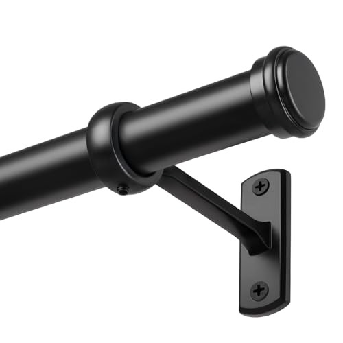 Curtain Rod 72-144 Inch, 1″ Diameter Curtain Rods for 72″ to 144″ Black
