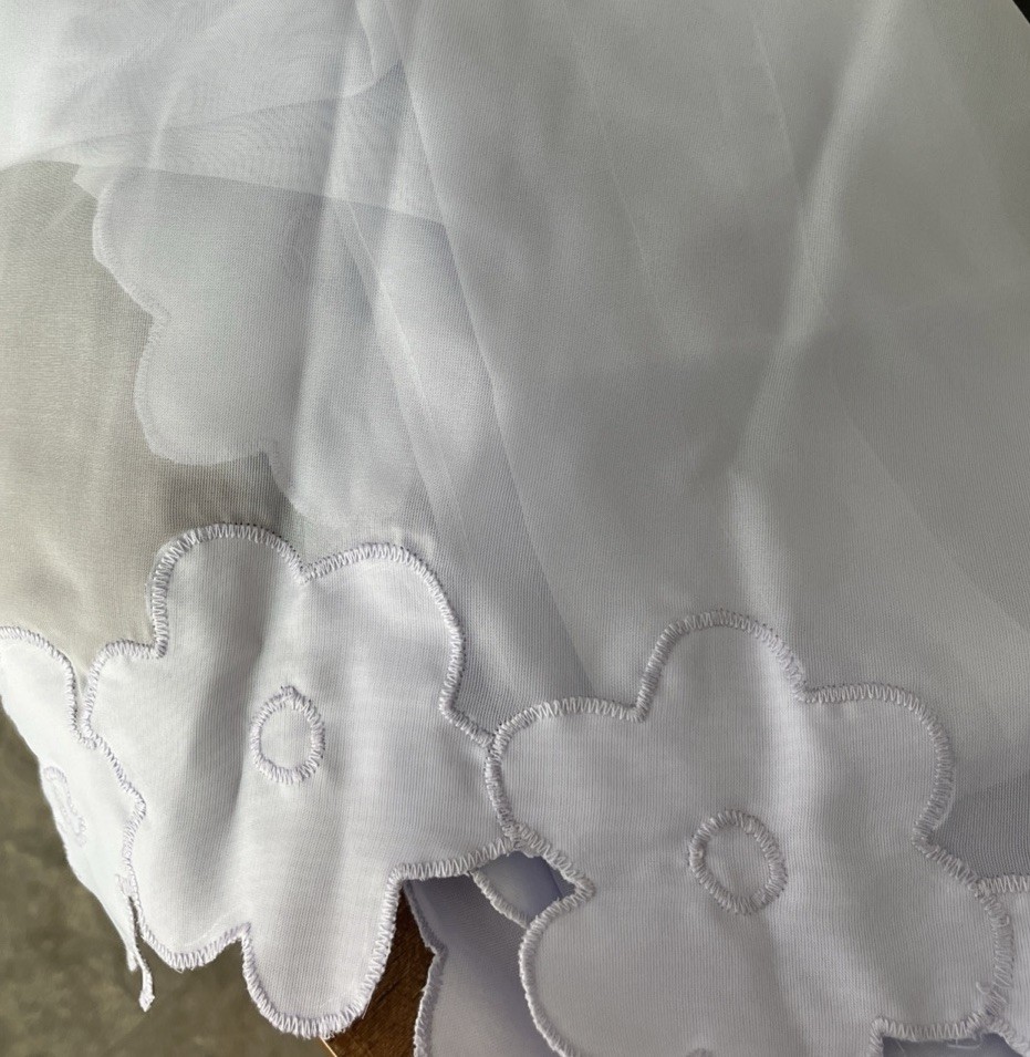 Embroidered Flower Appliqués Sheer Curtain Valance Lavender 59in X 15in Used