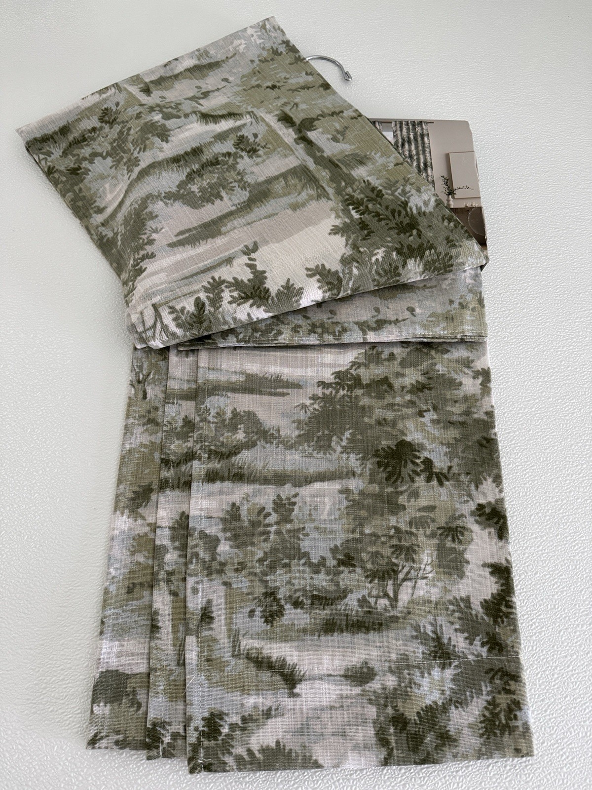 The Pure Collection Indigo Window Curtains 2 Panels 37 x 84 Olive Green Back Tab