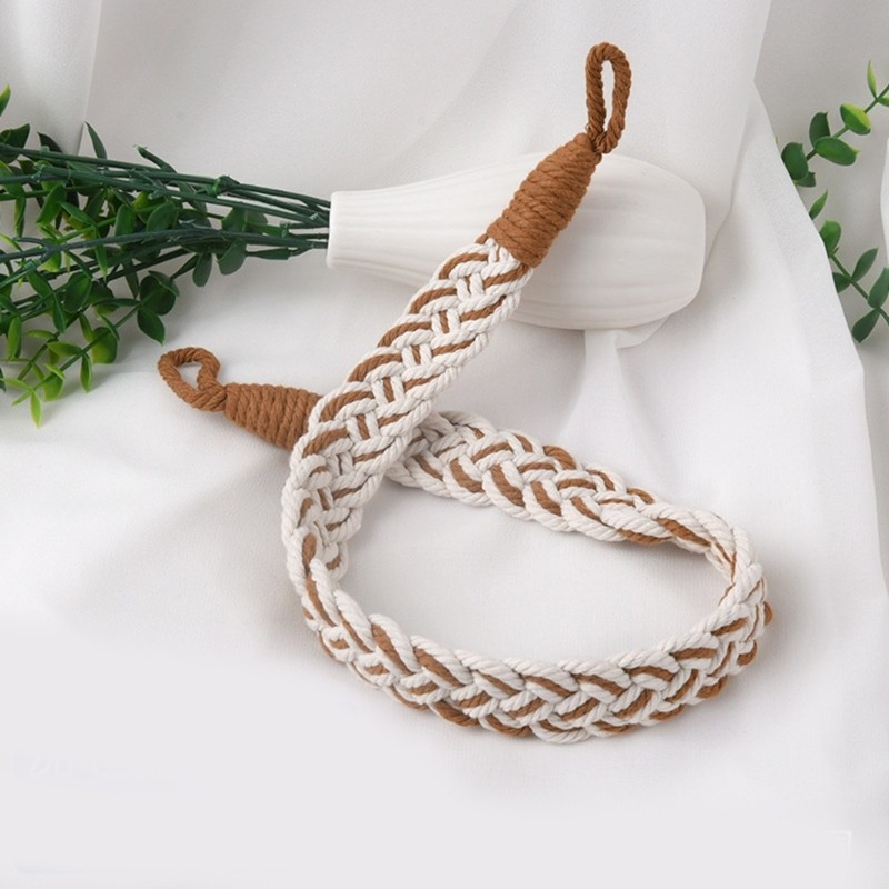 2 Pack Woven Window Curtain Tie Multipurpose Fabric Organizers for Home Decors