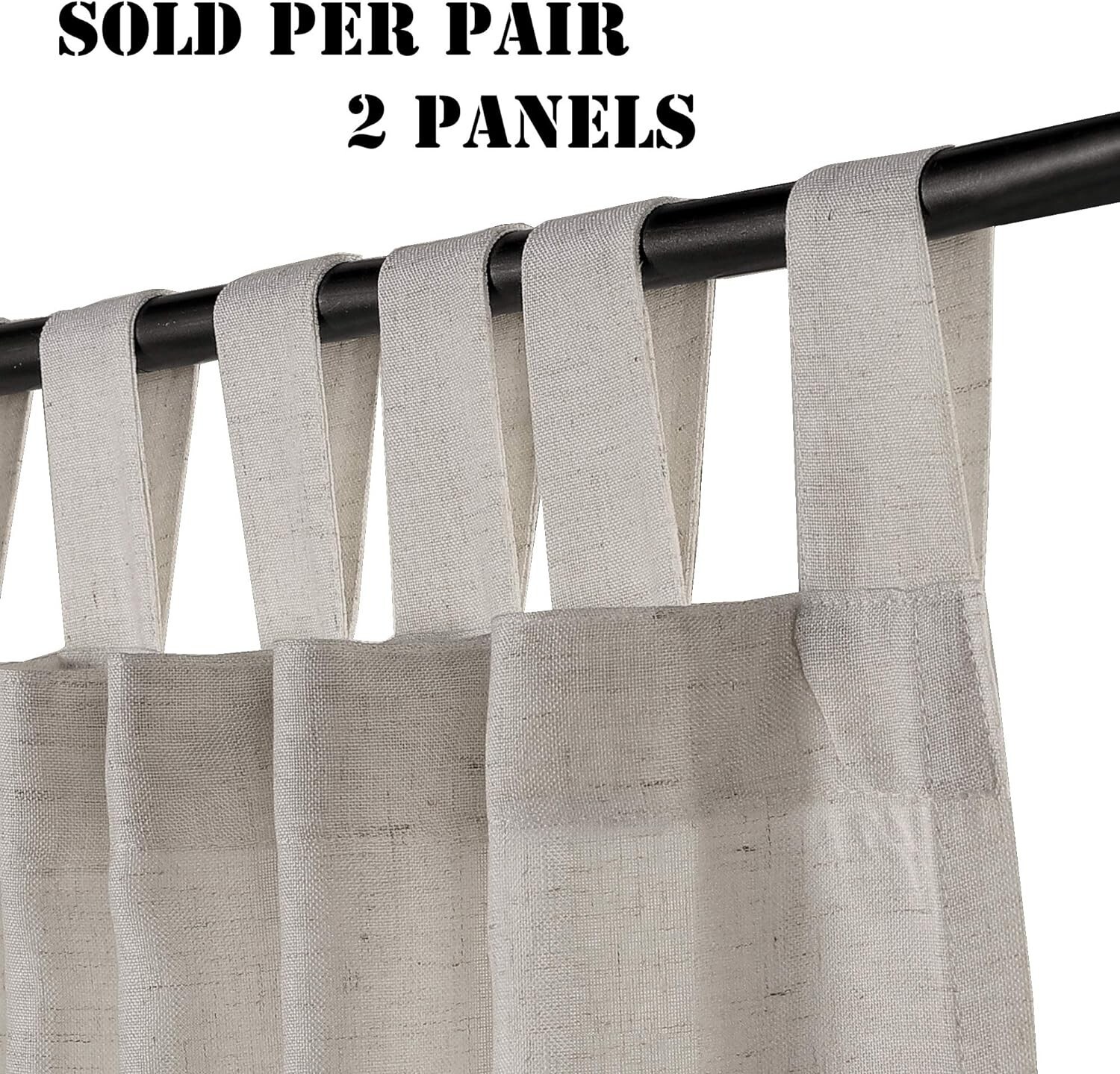 Natural Linen Blend Tab Top 52″x84″ 2 Panels ANGORA BEIGE