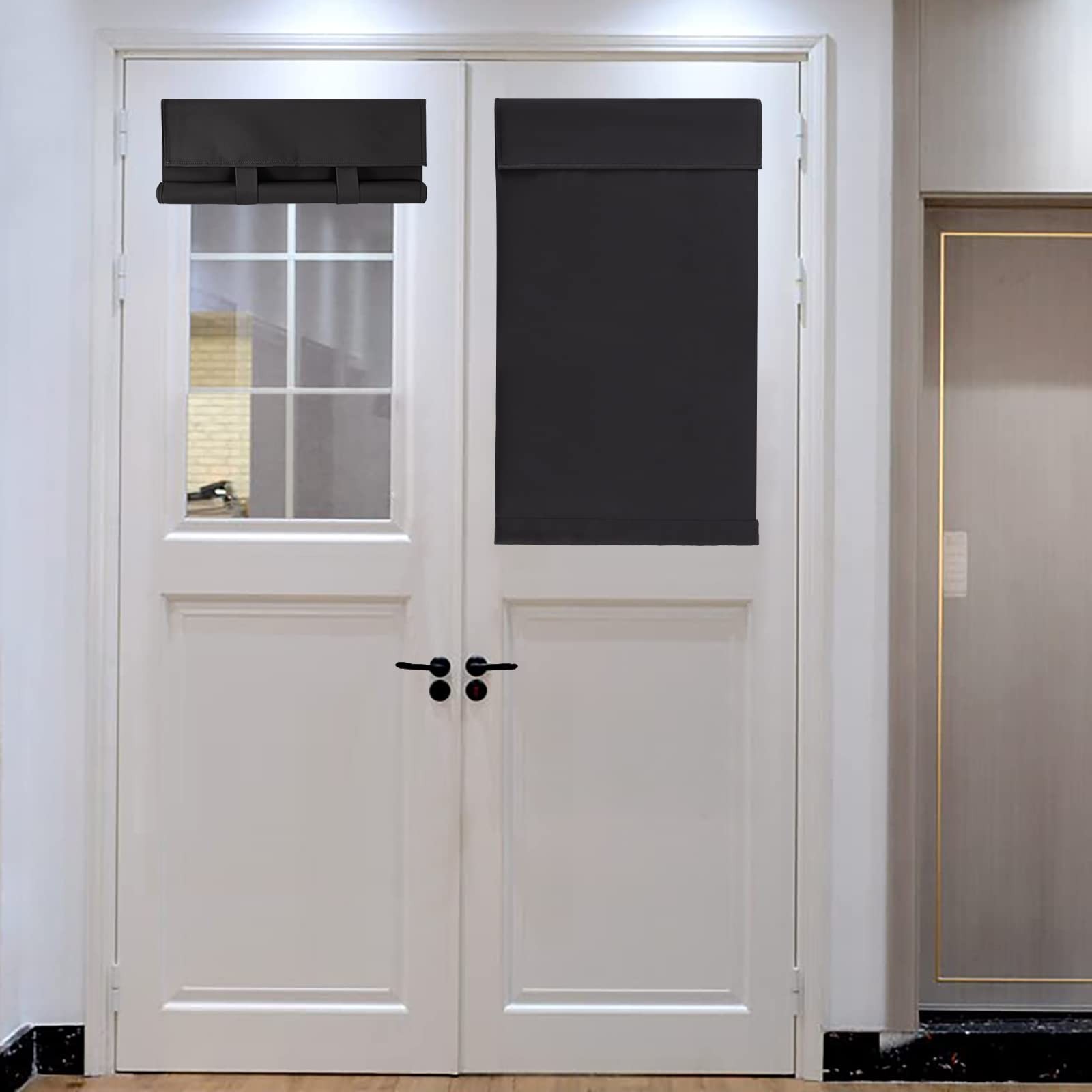 100% Blackout Door Curtains for Windows and Doors | Black 24×38 Inches，Pr