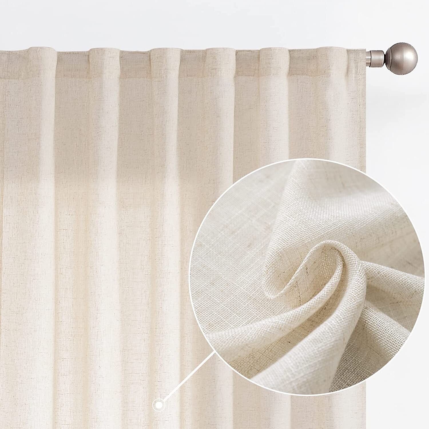 jinchan Beige Linen Curtains Ecru 50×84 Pocket Back Tab NEW