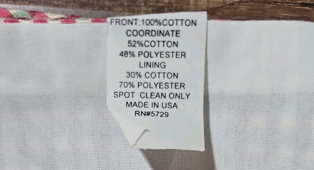 Country Curtains Peony Floral Window Valance Pink Gingham Scalloped 3″ Rod Pocke