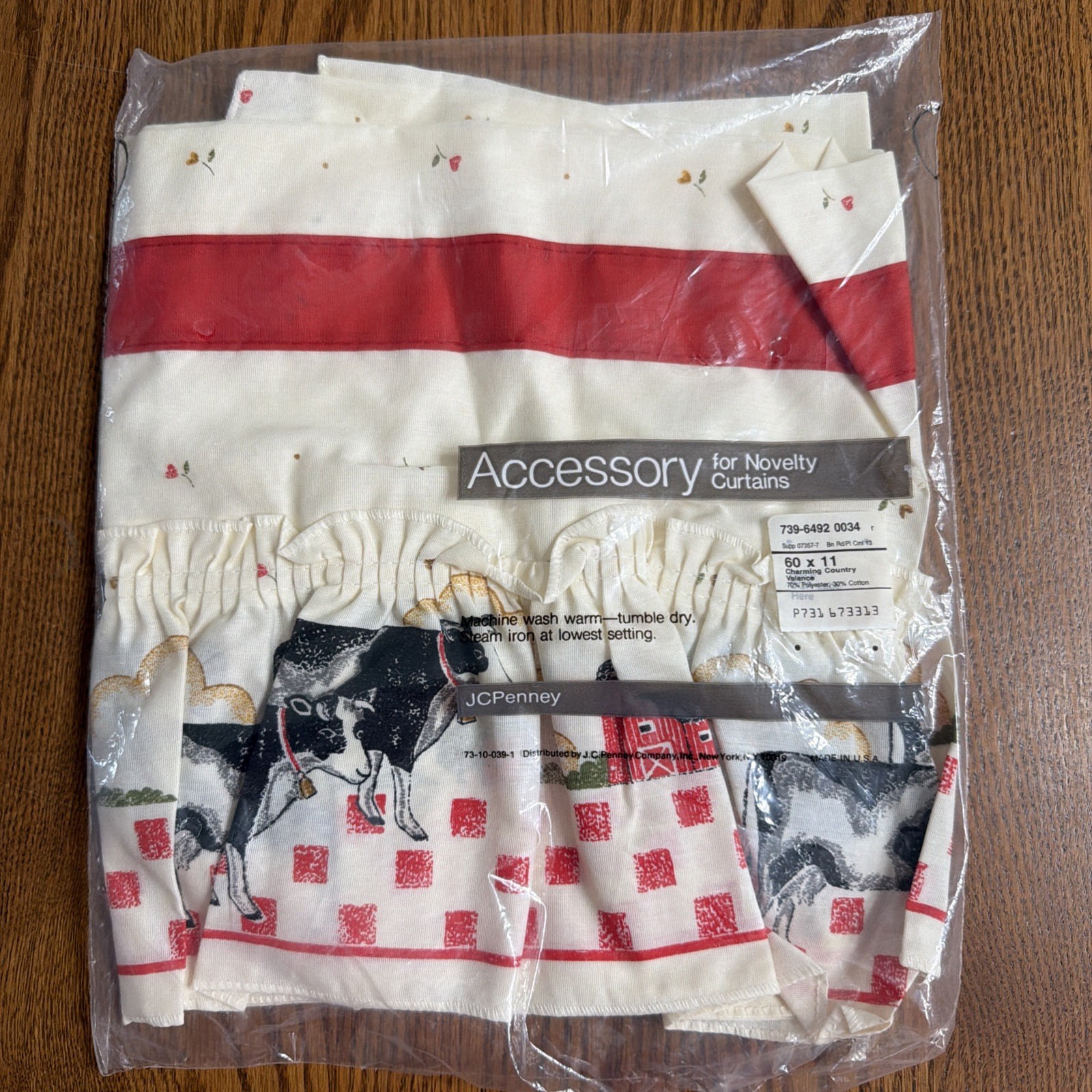 New Vintage JCPenney Cow Barn Farm Charming Country Valance Kitchen Curtain USA