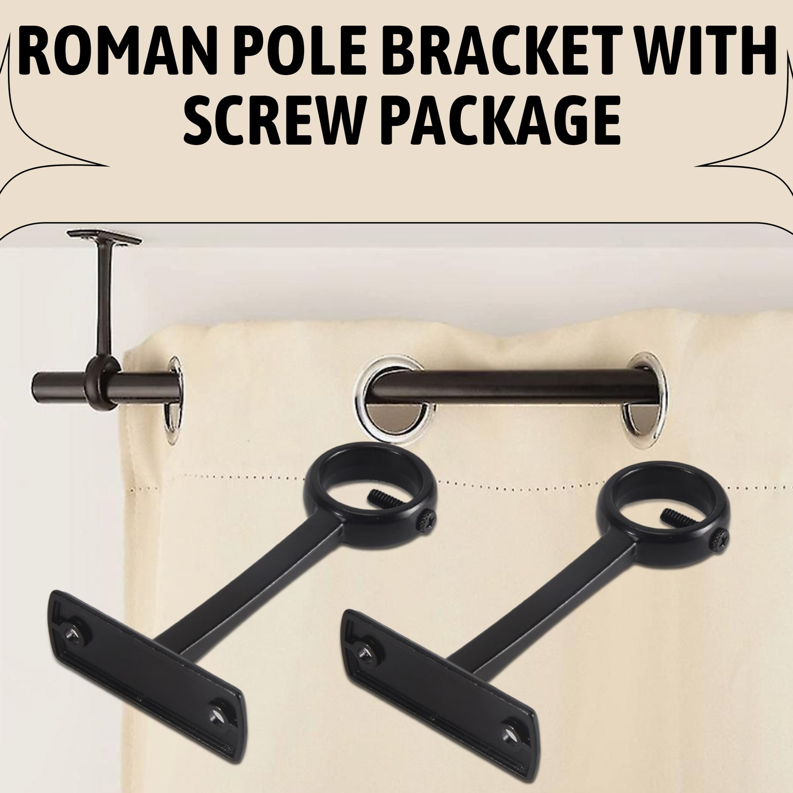 Ceiling Mounted Curtain Rod Brackets, Heavy Duty Ceiling Bracket for 1 Inch4923