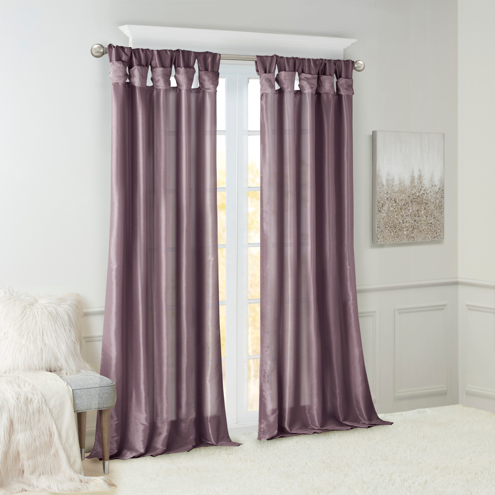 Madison Park Emilia Twist Tab Lined Window Curtain Panel 50×108 50×84 50×95