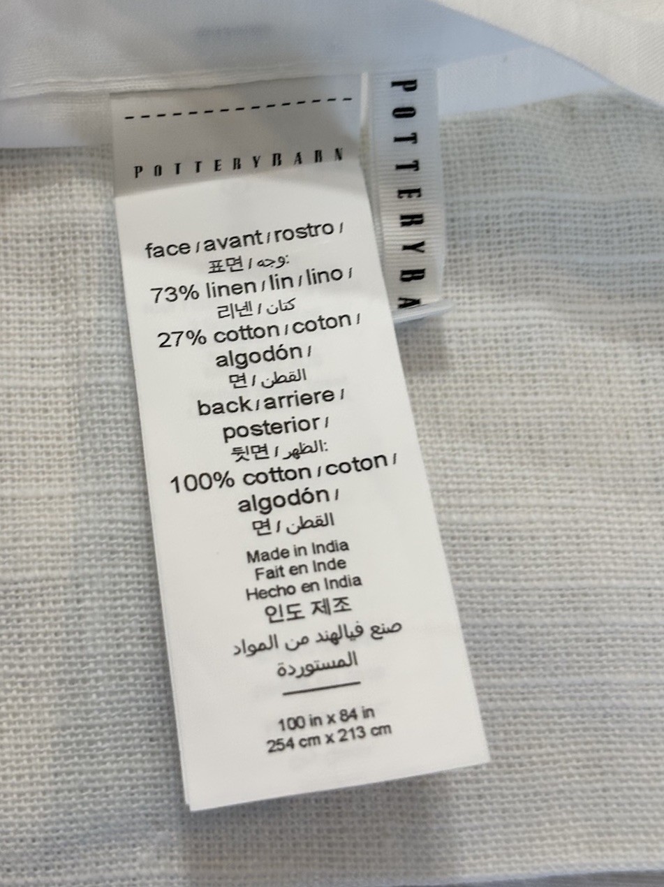 Pottery Barn Emery Linen Curtainv~vWhite~ 100″ W x 84″ L~ LF