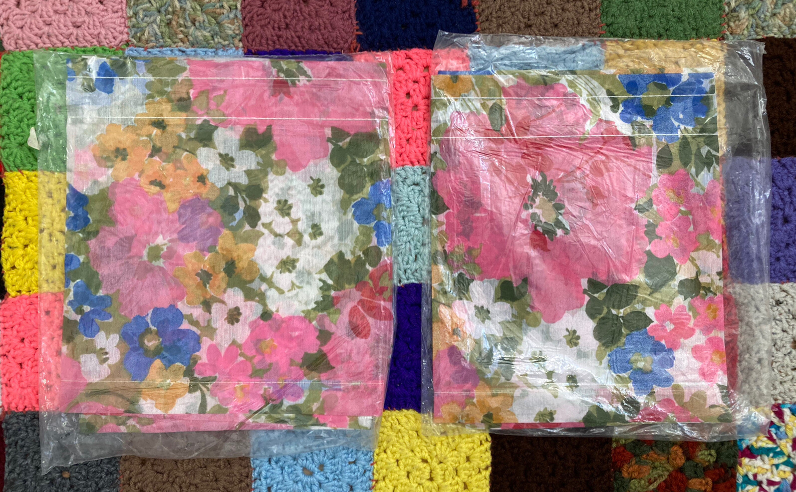 Vintage Curtains Suzy Tailored Tier FLOWERS Lot Of 2 NEW 60” X 11” Pink V264