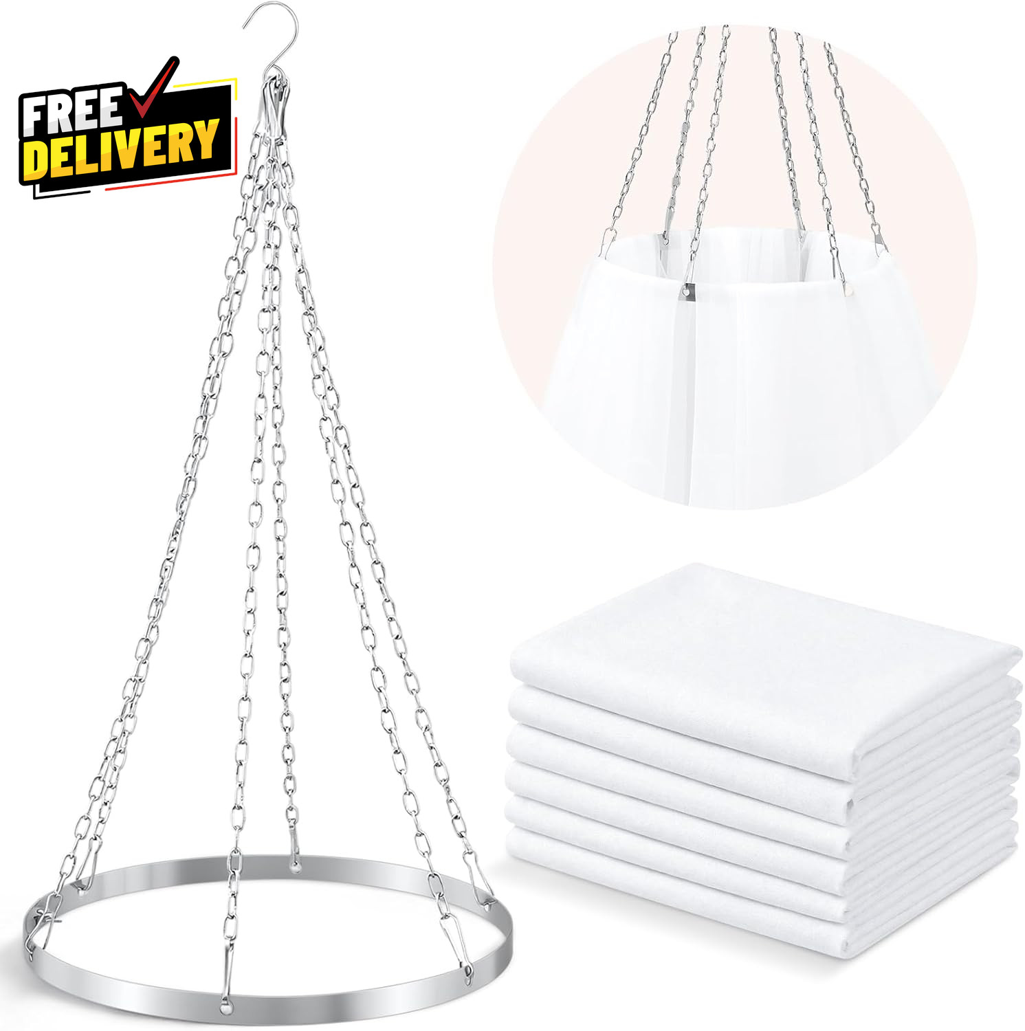 5Ft X 20Ft 6 Panels 12 Inches Ceiling Drapes Hanging Kit with Drapery Ceiling…