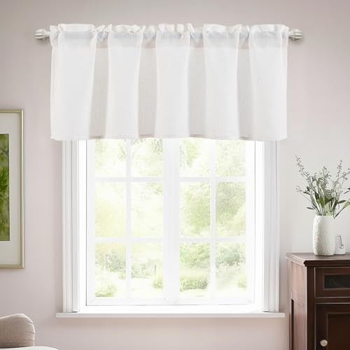 Valance Curtains Linen Valance Curtains 52″W x 18″L (Pack of 1) Natural White