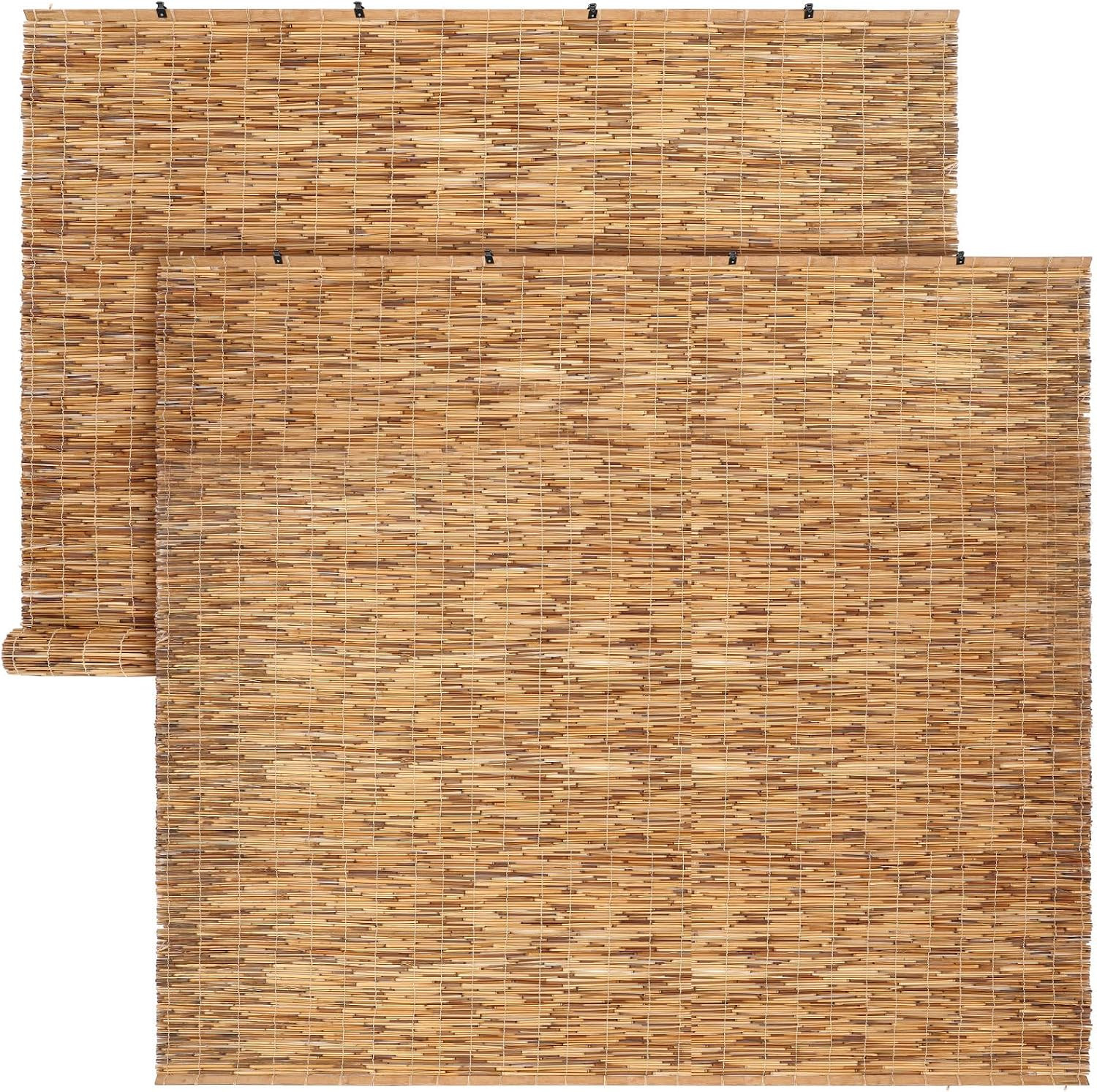 2 Pcs Bamboo Shades Outdoor Reed Roll up Blinds 84″ W X 72″ H Blackout Sunshade