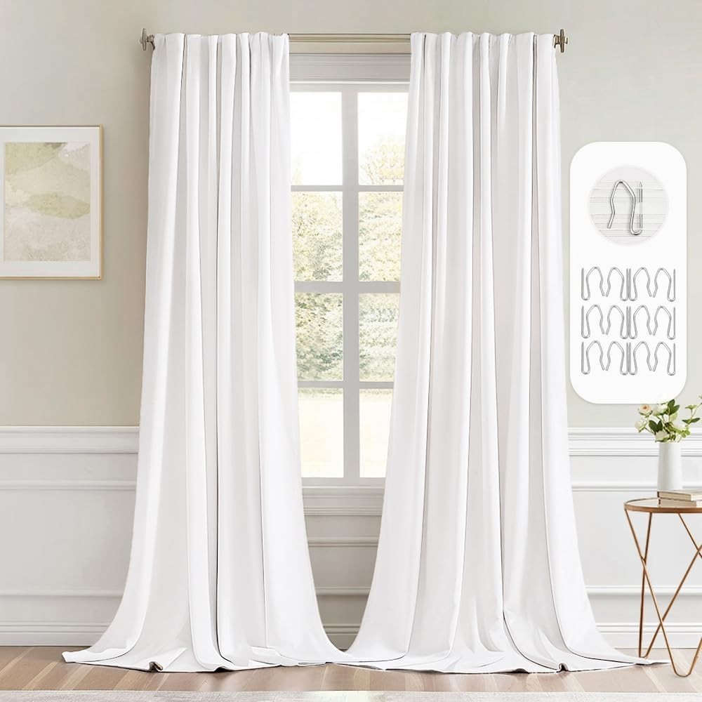 Stylish 96 Inch Blackout Curtain Set in Pure White – Rod Pocket & Pinch Pleat