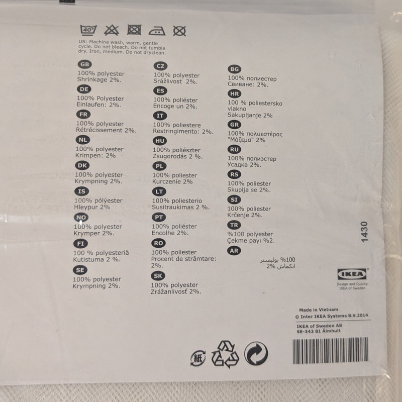 Ikea LILL Curtain Sheer 2 Panels 98″ X 110″, White New, 901.119.80, 12413, Poly