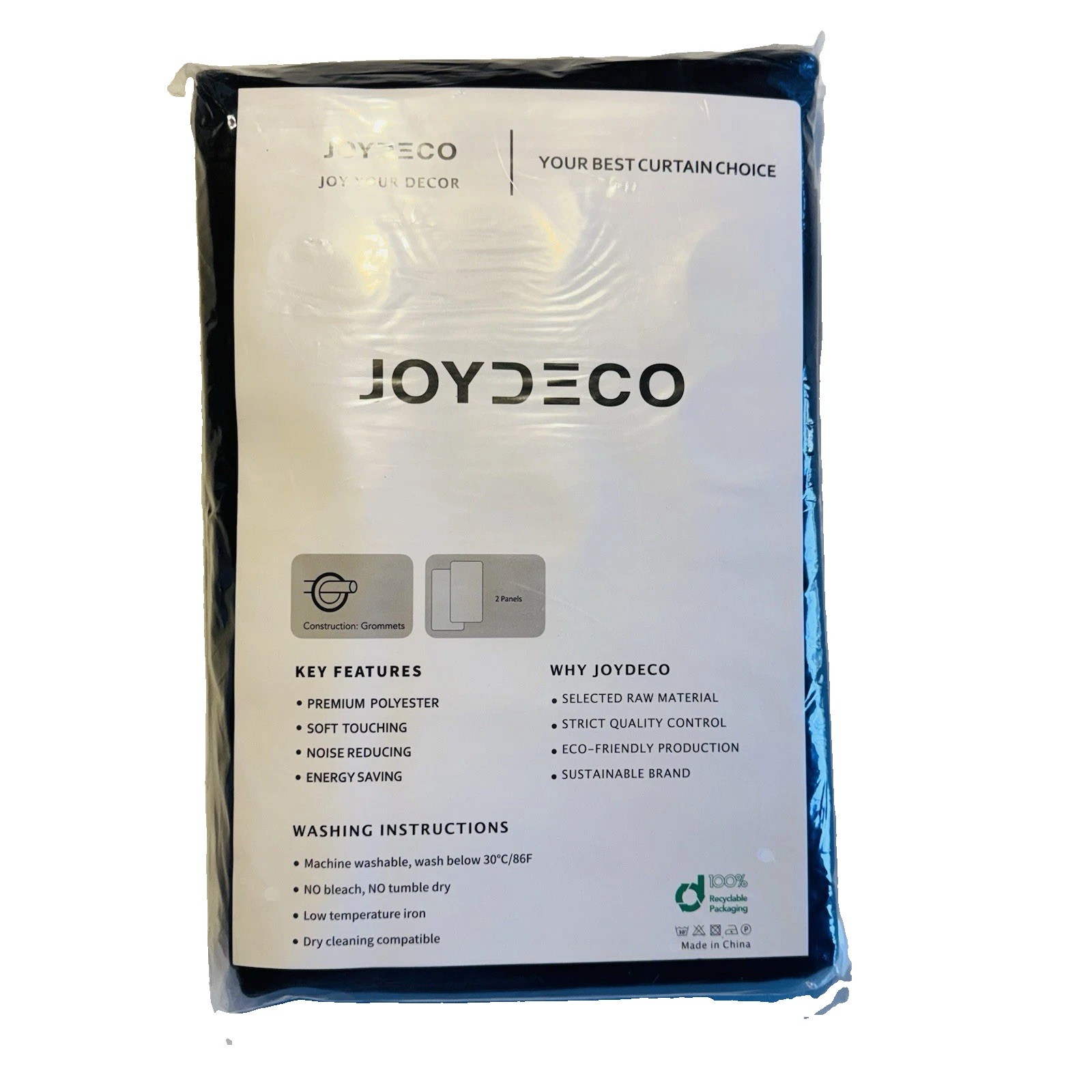 Joydeco Blackout Curtains 90 Inches Long, Black Curtains 2 Panels Set SEALED