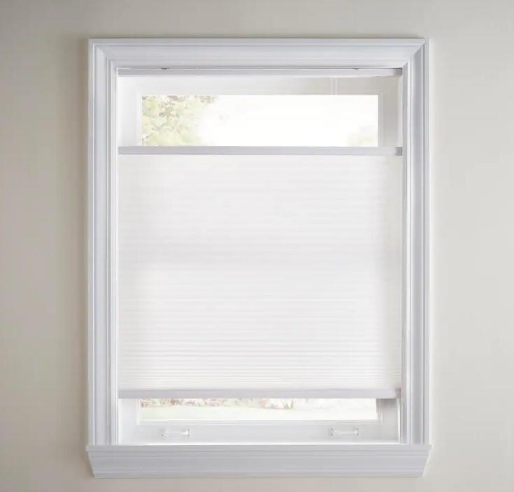 Snow Drift White Top Down Bottom Up Light Filtering Cellular Shade 34.75″W x 48″