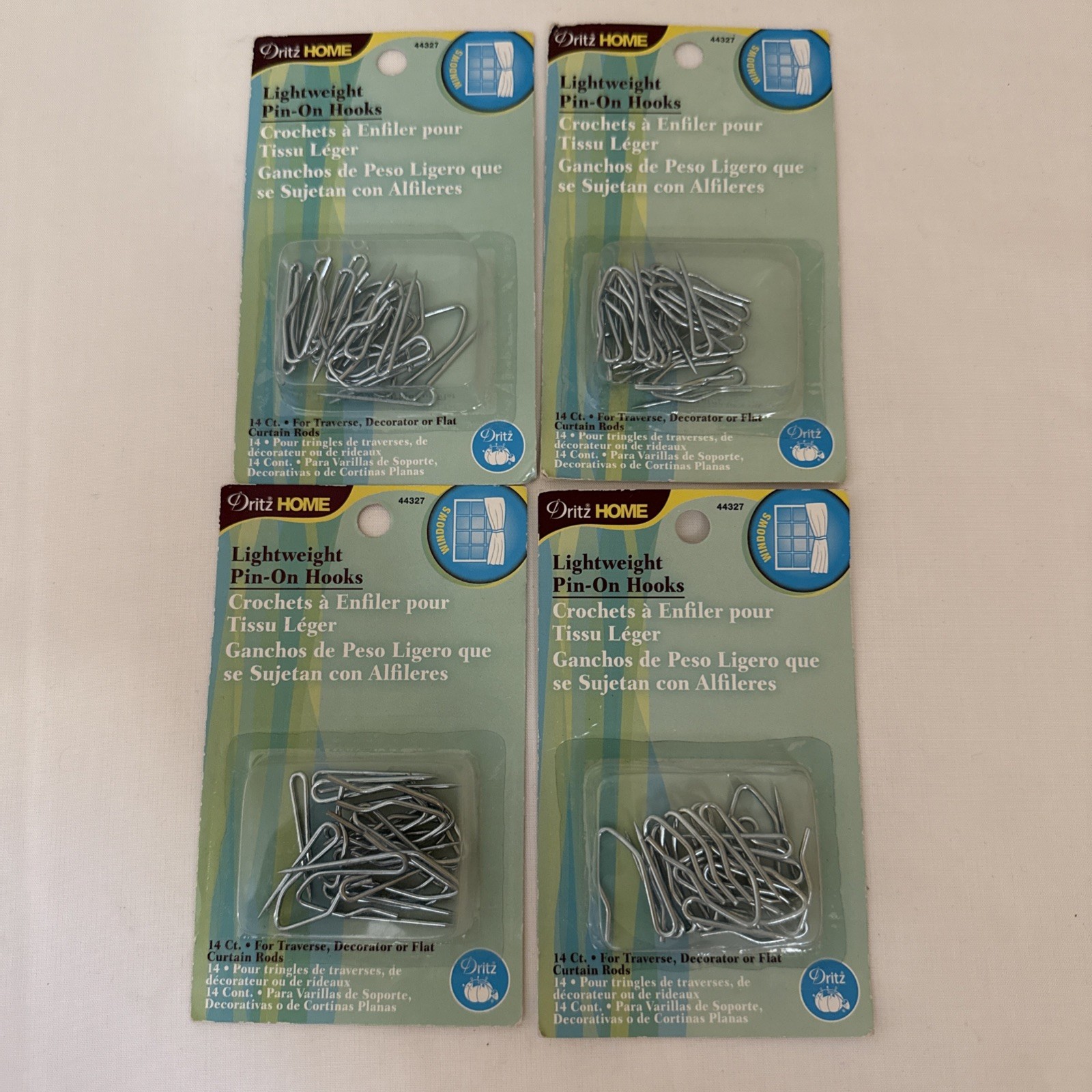 Lot Of 4/14 Ct Dritz Pin-on Hooks For Traverse, Decorator, Or Flat Curtain Rods