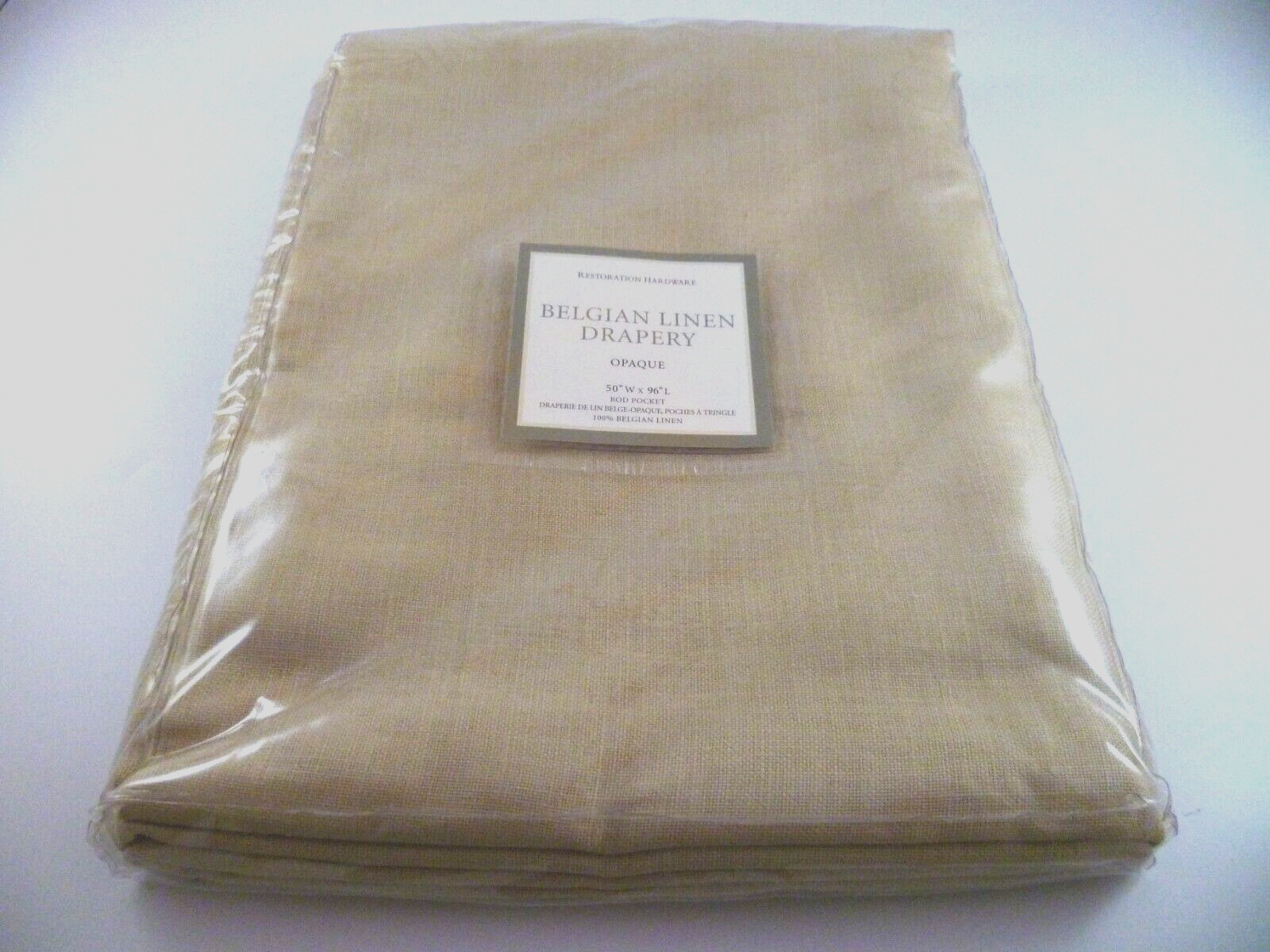 1 RESTORATION HARDWARE BELGIAN LINEN DRAPERY BEIGE OPAQUE PANEL CURTAIN 50X96