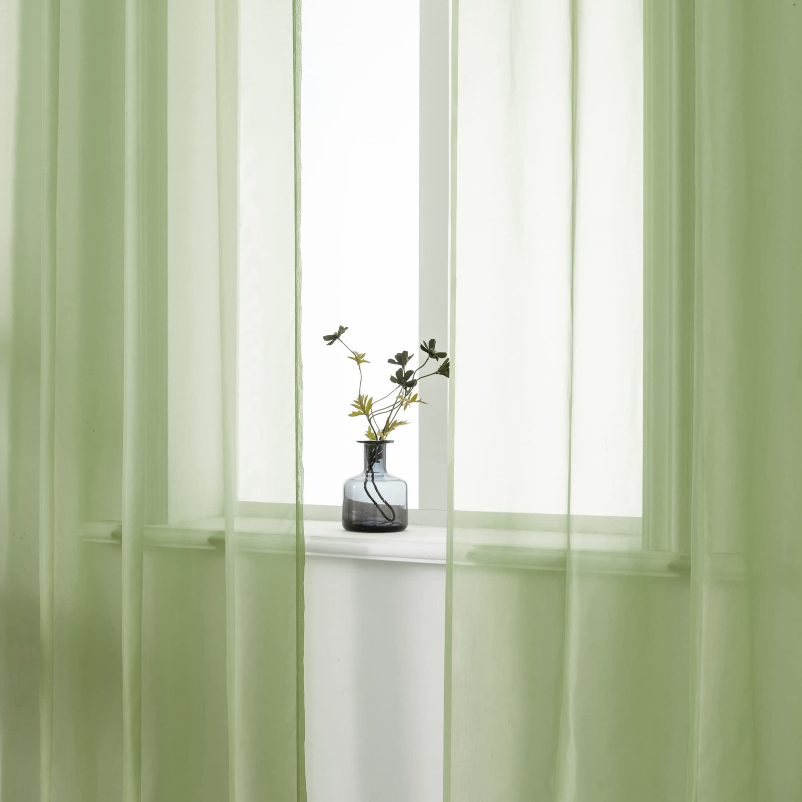 Sage Green Sheer Curtains 96 Inch Length for Living Room 2 Panels Set Grommet…