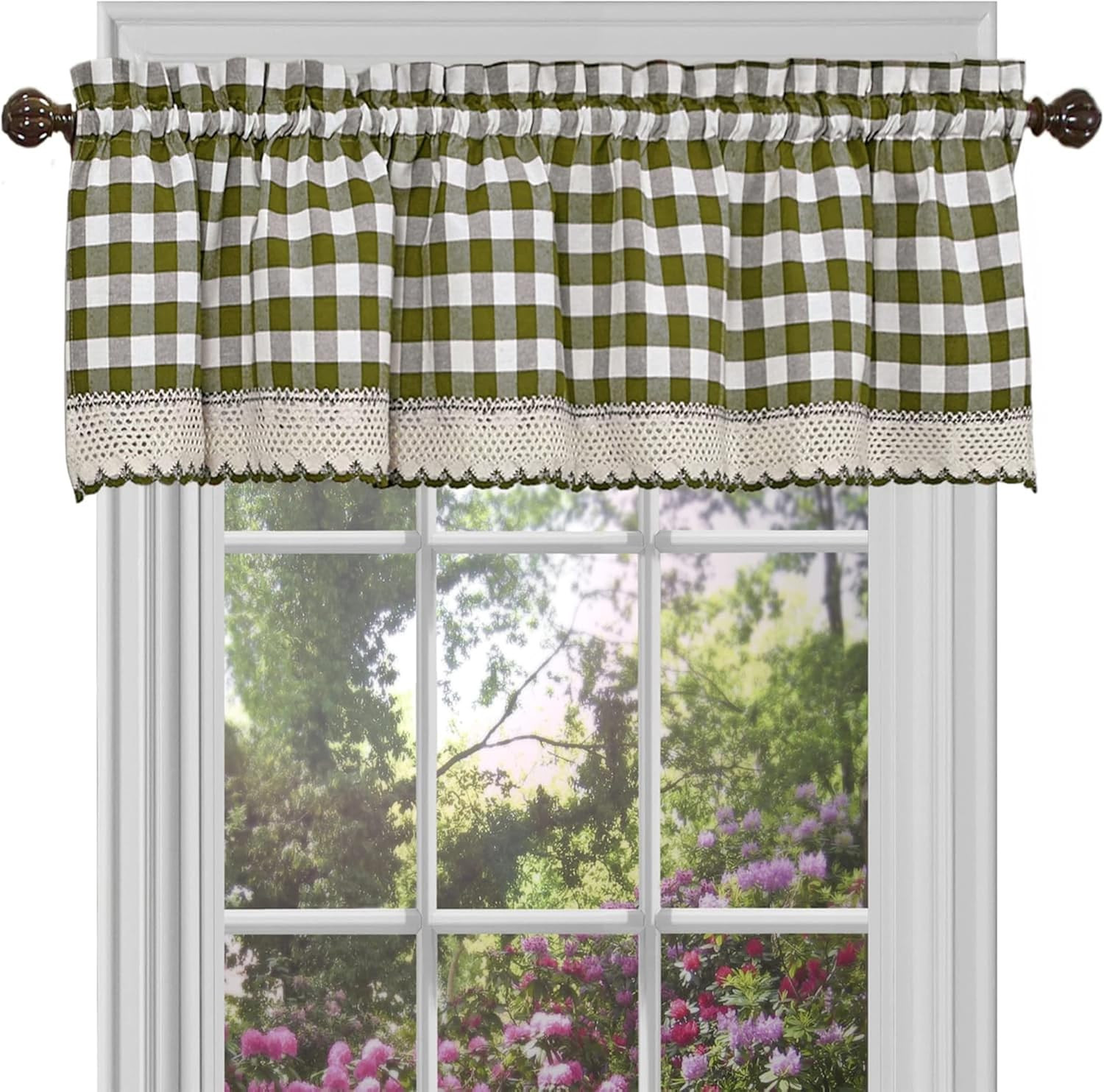 ACHIM Buffalo Check Valance Window Curtains – 58 Inch Width, 14 Inch Length – Sa